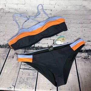 prAna Bikini XL Women's Orange Black Purple Innix Bottom Lurisa Top UPF 50 NEW